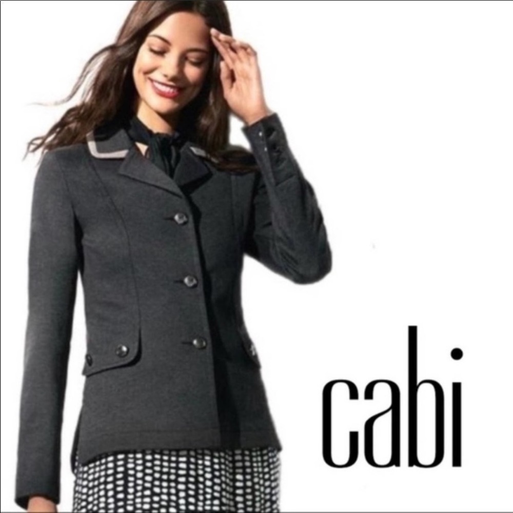 CAbi Crew Ponte Knit Blazer in Charcoal Gray
